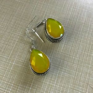 New Beautiful yellow Onyx dangle earrings